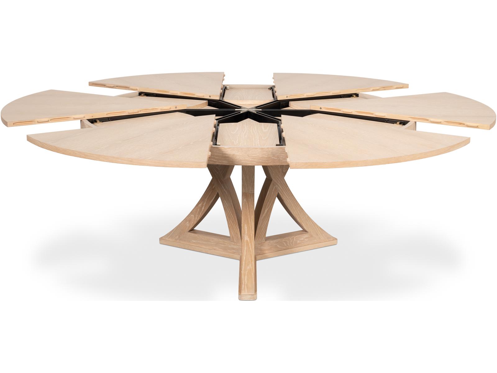 Casual Jupe Extendable Round Dining Table Bleached Oak