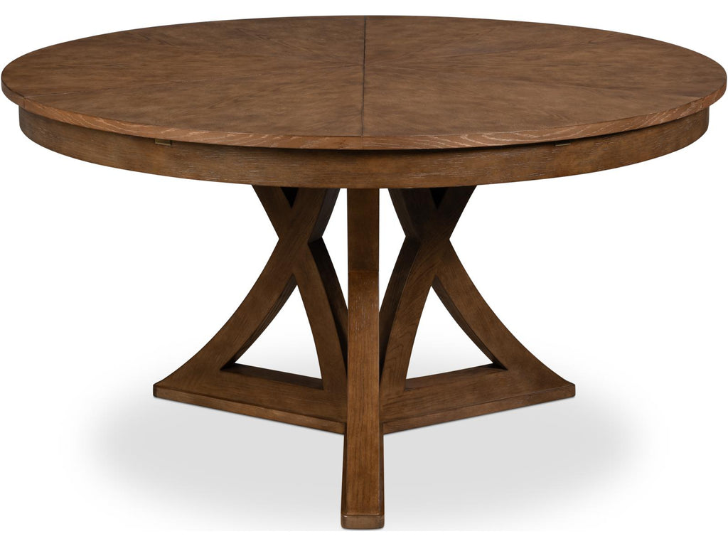 Casual Jupe Extendable Round Dining Table in Light Mink Finish