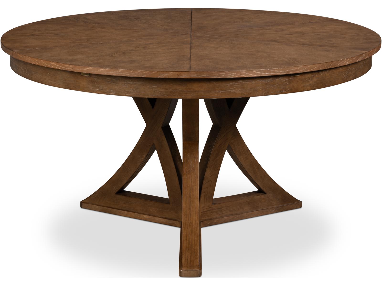 Casual Jupe Extendable Round Dining Table in Light Mink Finish