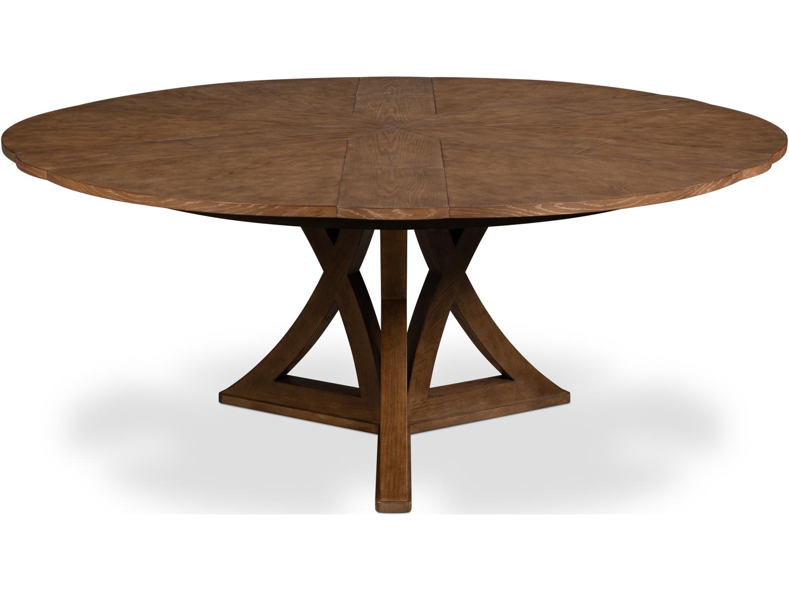 Casual Jupe Extendable Round Dining Table in Light Mink Finish