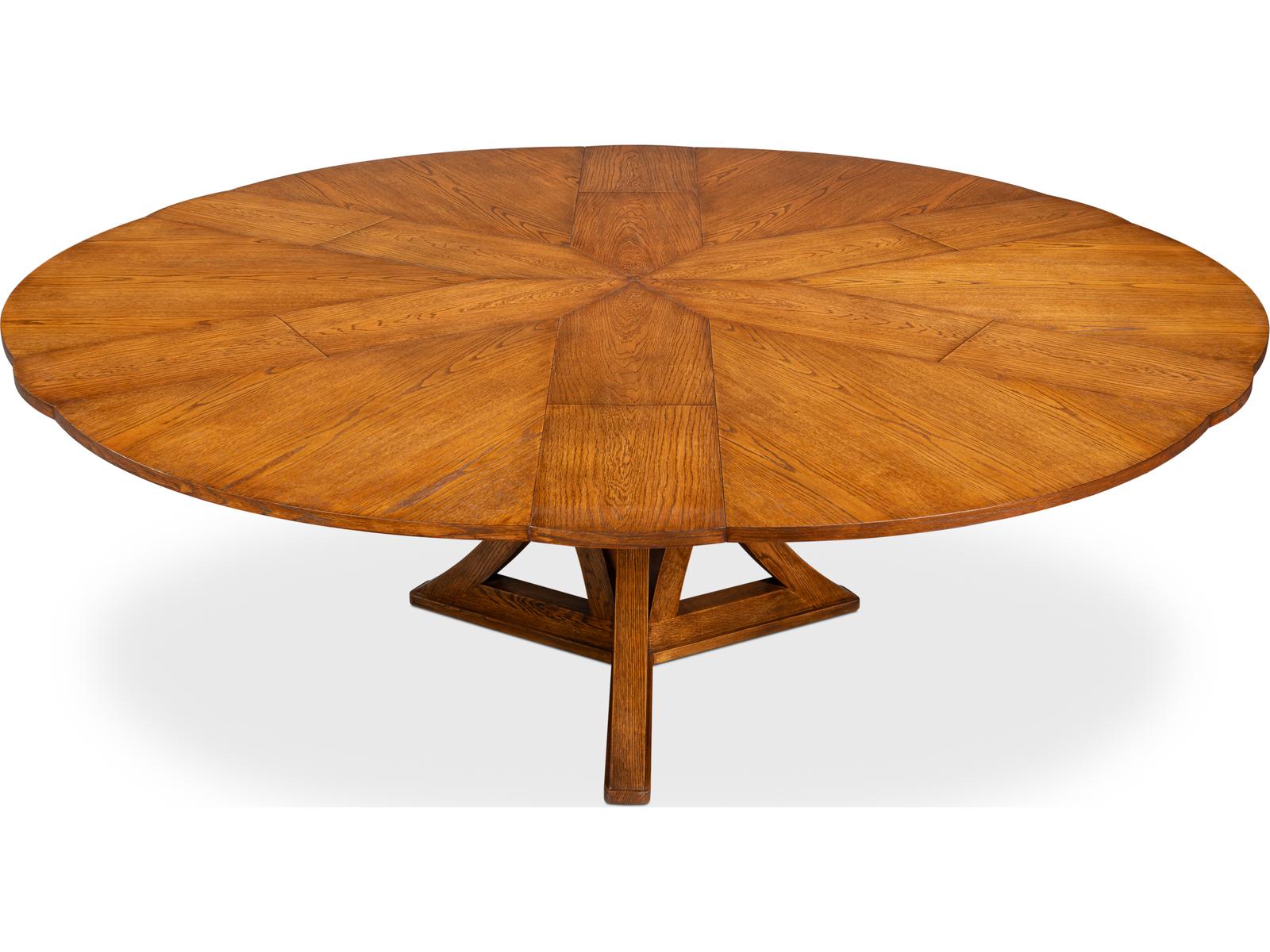Jupe Round 55-Inch Wood Dining Table in Tobacco Brown