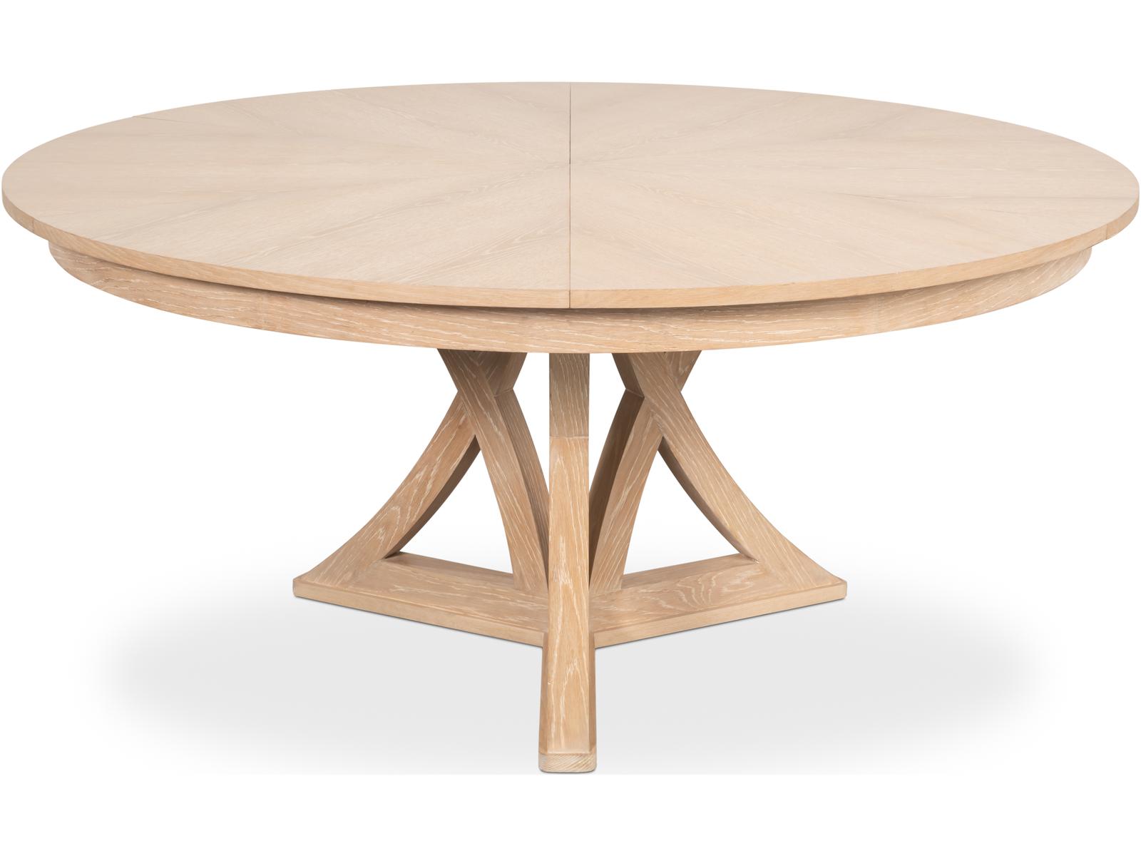 Jupe Casual Extendable Round Dining Table in Bleached Oak