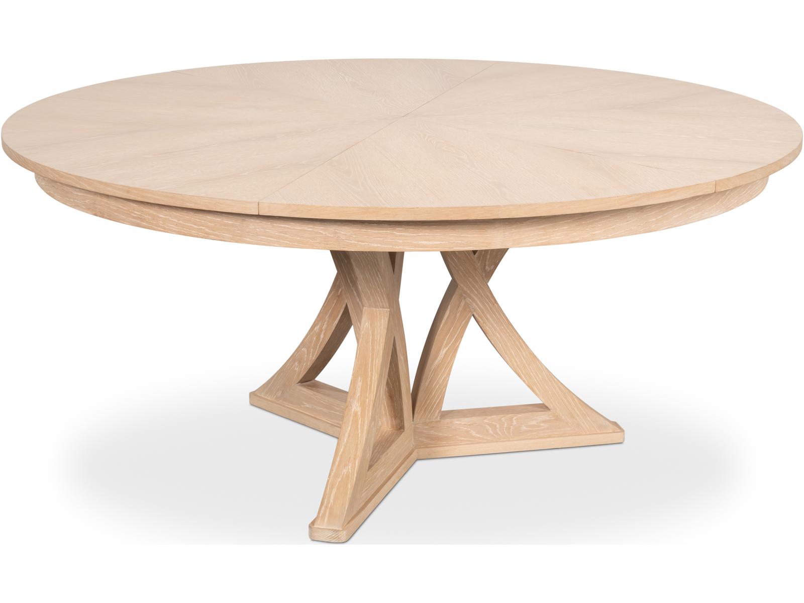 Jupe Casual Extendable Round Dining Table in Bleached Oak