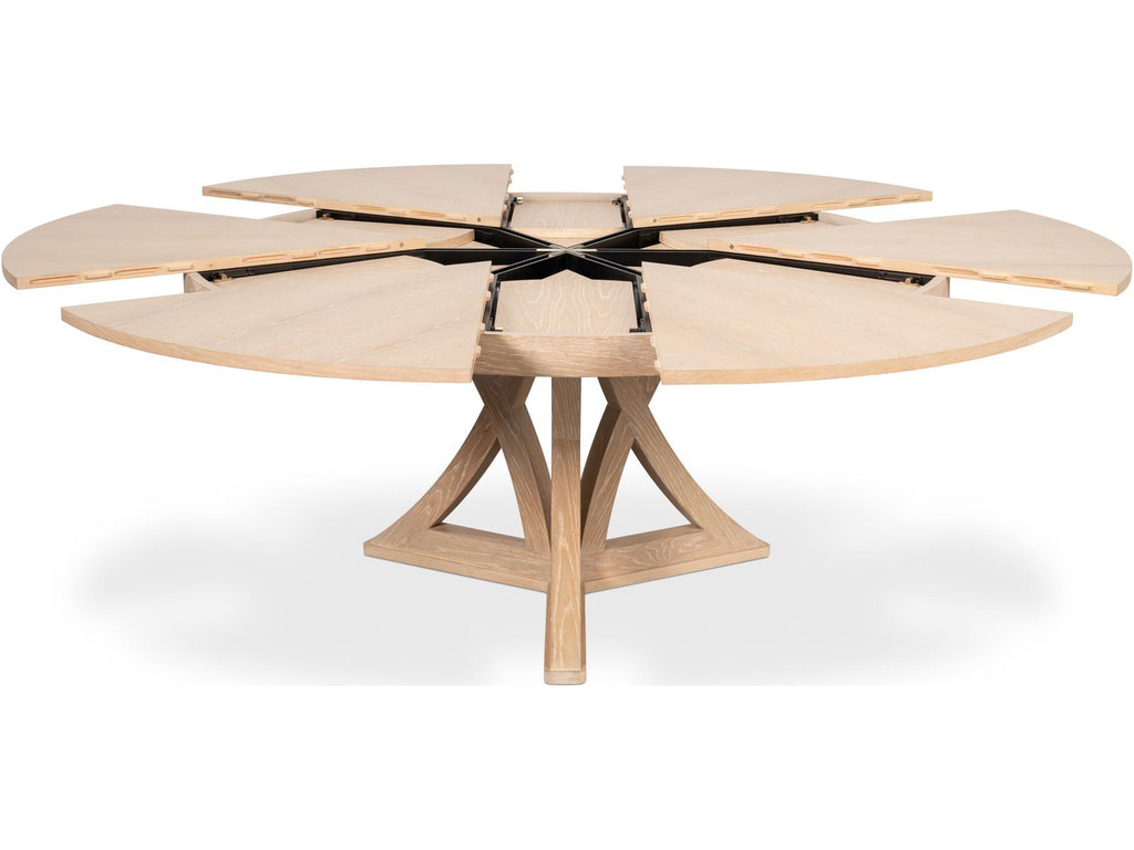 Jupe Casual Extendable Round Dining Table in Bleached Oak