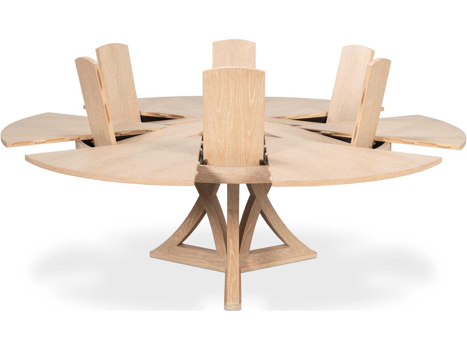 Jupe Casual Extendable Round Dining Table in Bleached Oak