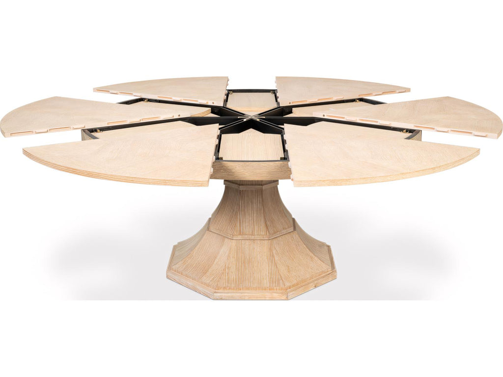 Jupe Round Extendable Dining Table in Bleached Oak