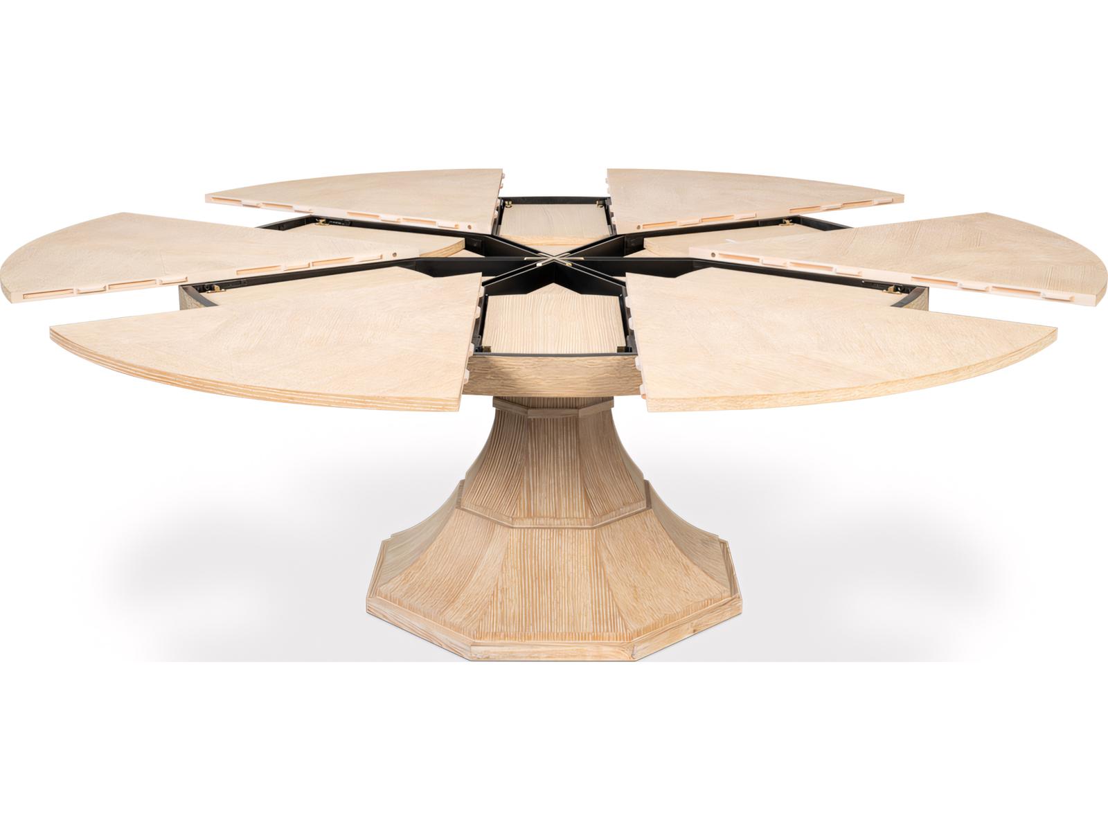 Jupe Round Extendable Dining Table in Bleached Oak