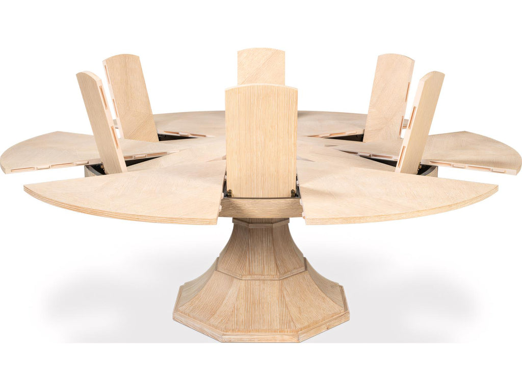 Jupe Round Extendable Dining Table in Bleached Oak