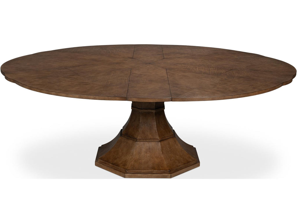 Giselle Jupe Extendable Round Dining Table in Light Mink