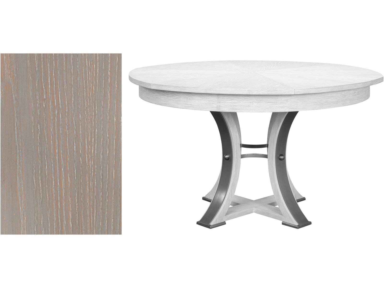 Tower Jupe Expandable Dining Table in Moonskin with Hammered Iron