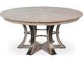 Jupe Round Extendable Dining Table in Moonskin Oak and Iron