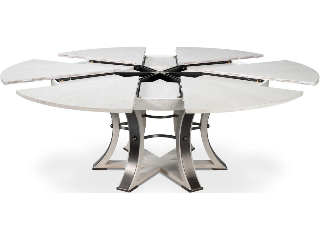 Tower Jupe Round Extendable Dining Table in Working White Oak