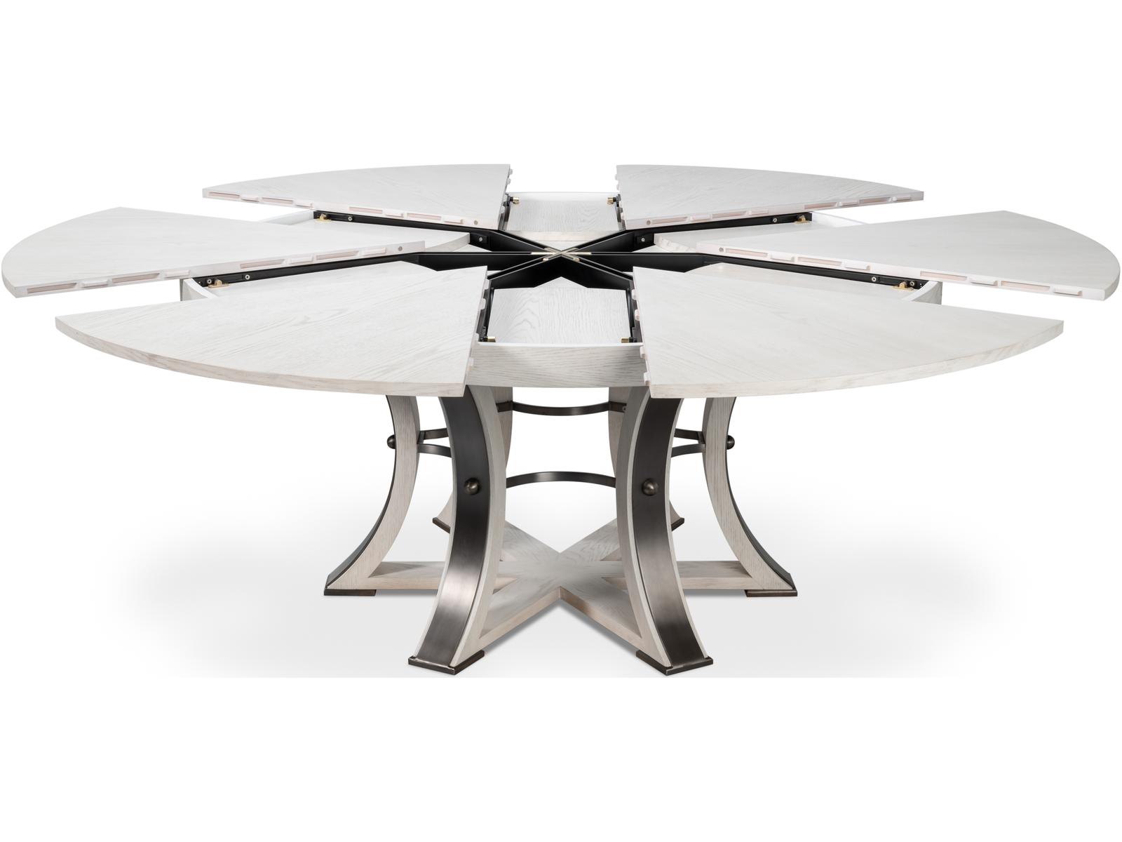 Tower Jupe Round Extendable Dining Table in Working White Oak