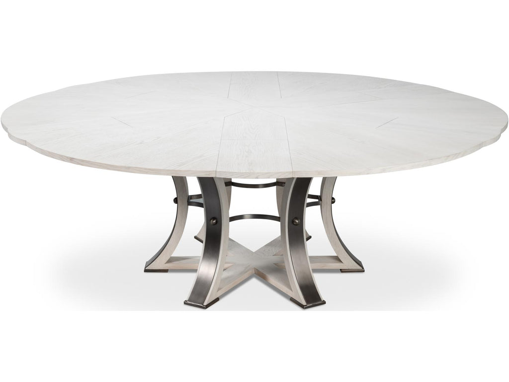 Tower Jupe Round Extendable Dining Table in Working White Oak