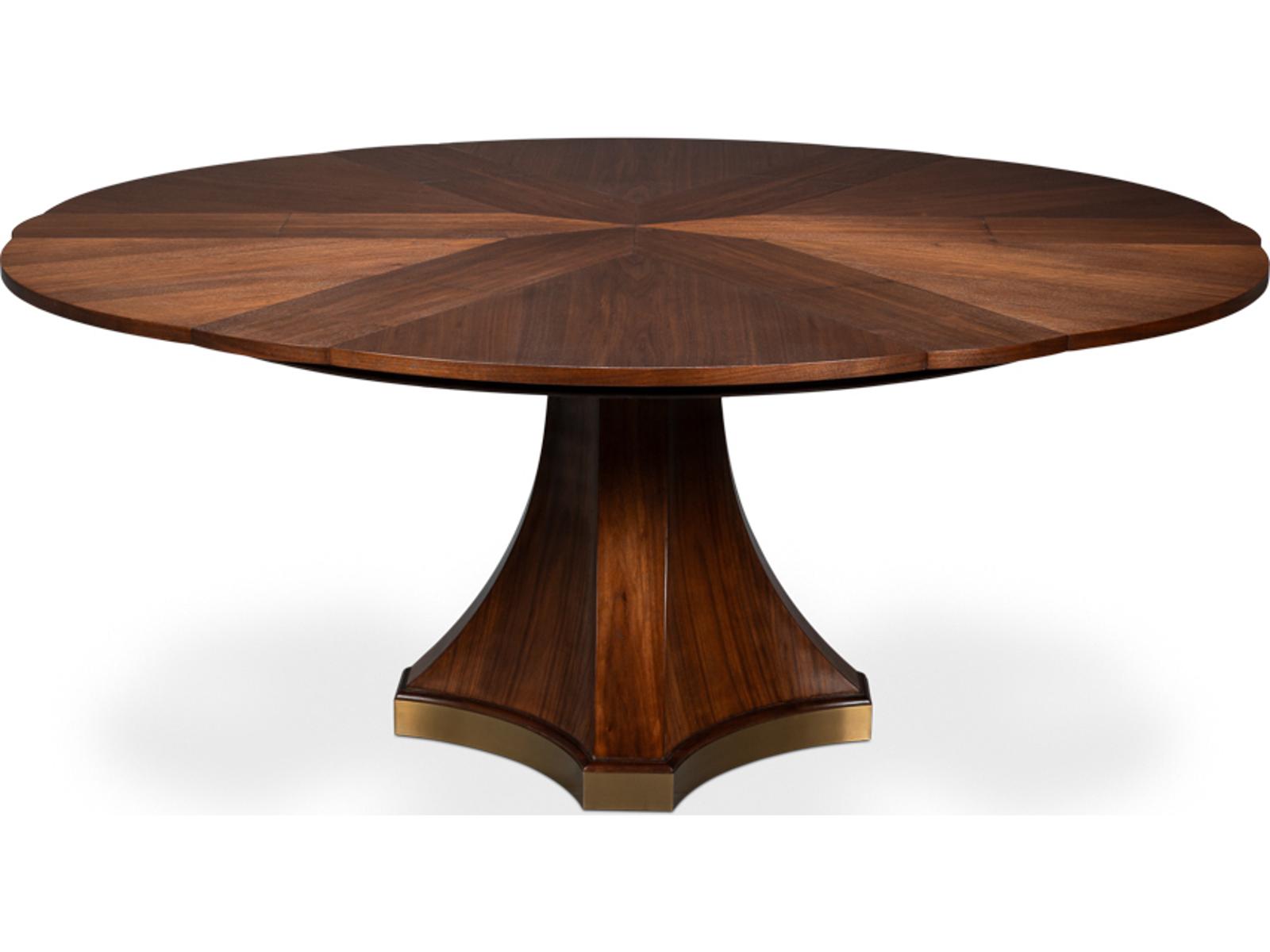 Chelsea Jupe Round Wood Dining Table in Dark Walnut