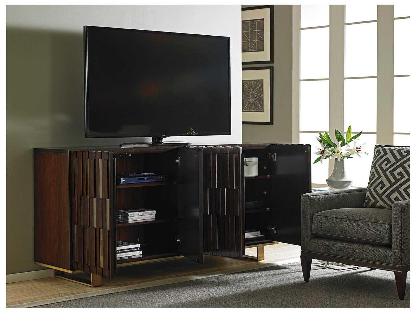 Quantum 75-Inch Media Console in Mahogany with Bronze Mirror Accents