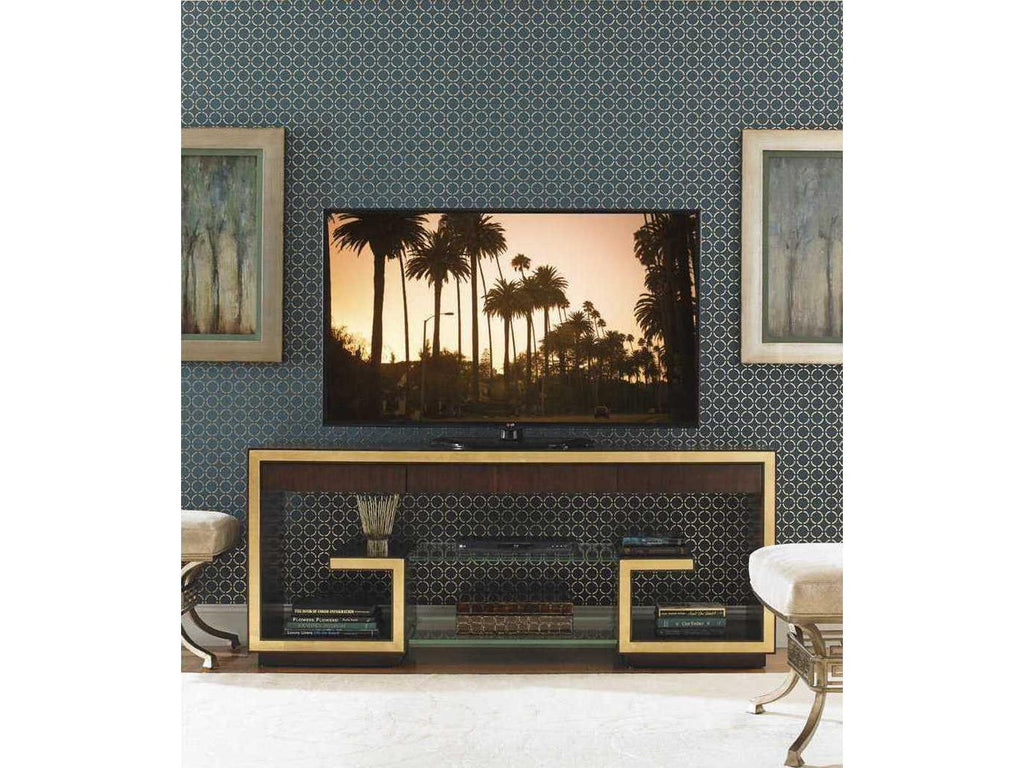 Bel Aire 72-Inch Rodeo Media Console Walnut Wood and Brushed Brass