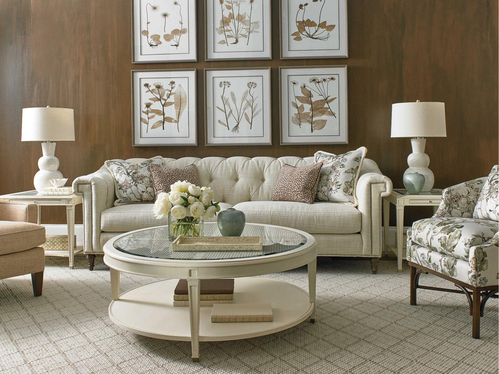Palm Beach Round Coffee Table with Cane and Glass