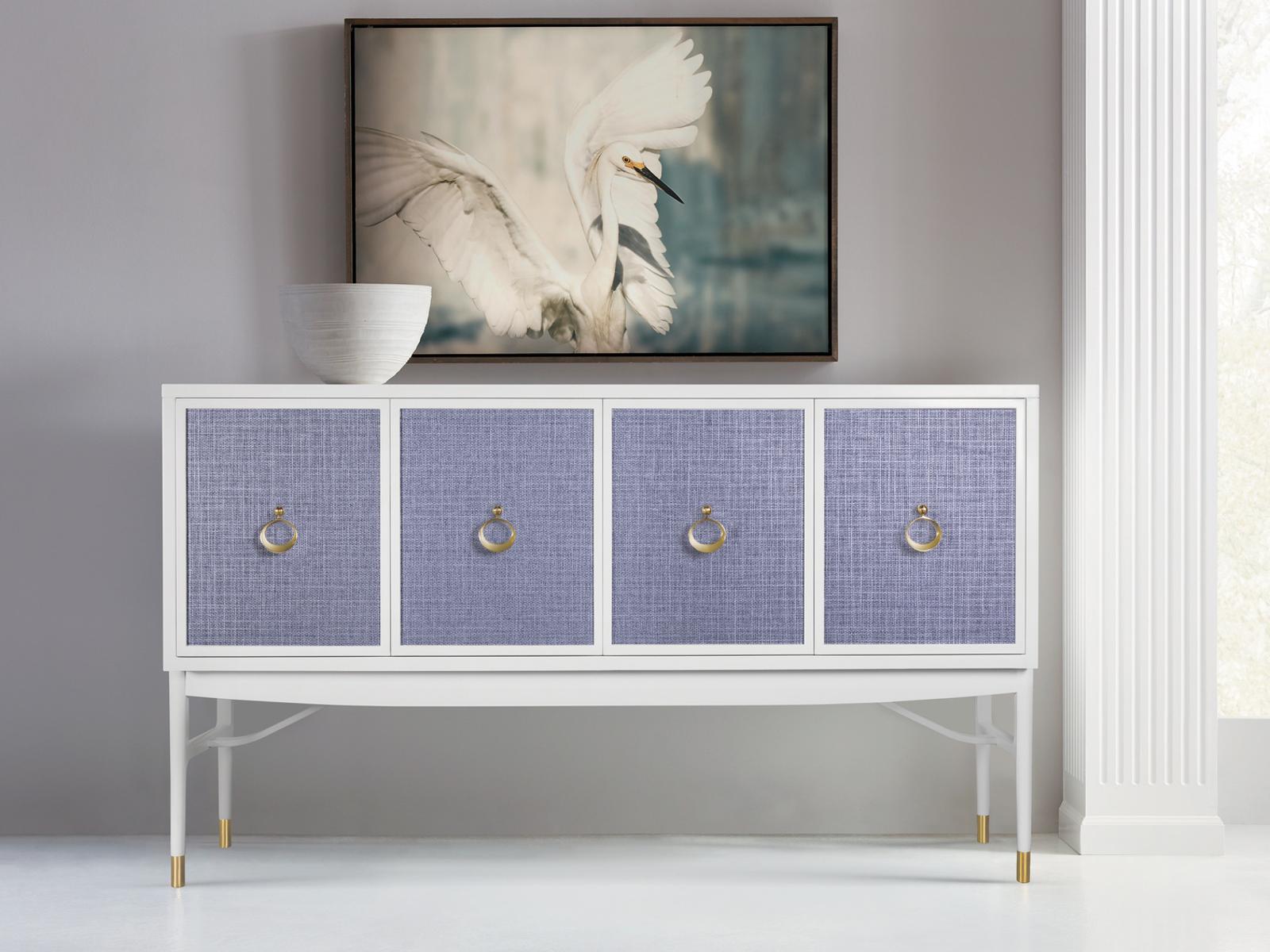 Costa 75 Inch Four Door Sideboard White Painted Wood Denim Finish
