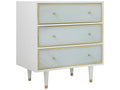 Seaglass 3-Drawer Nightstand White Mahogany and Brass