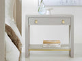 Kona 1-Drawer Gray Oak Wood Nightstand with Polished Brass Hardware
