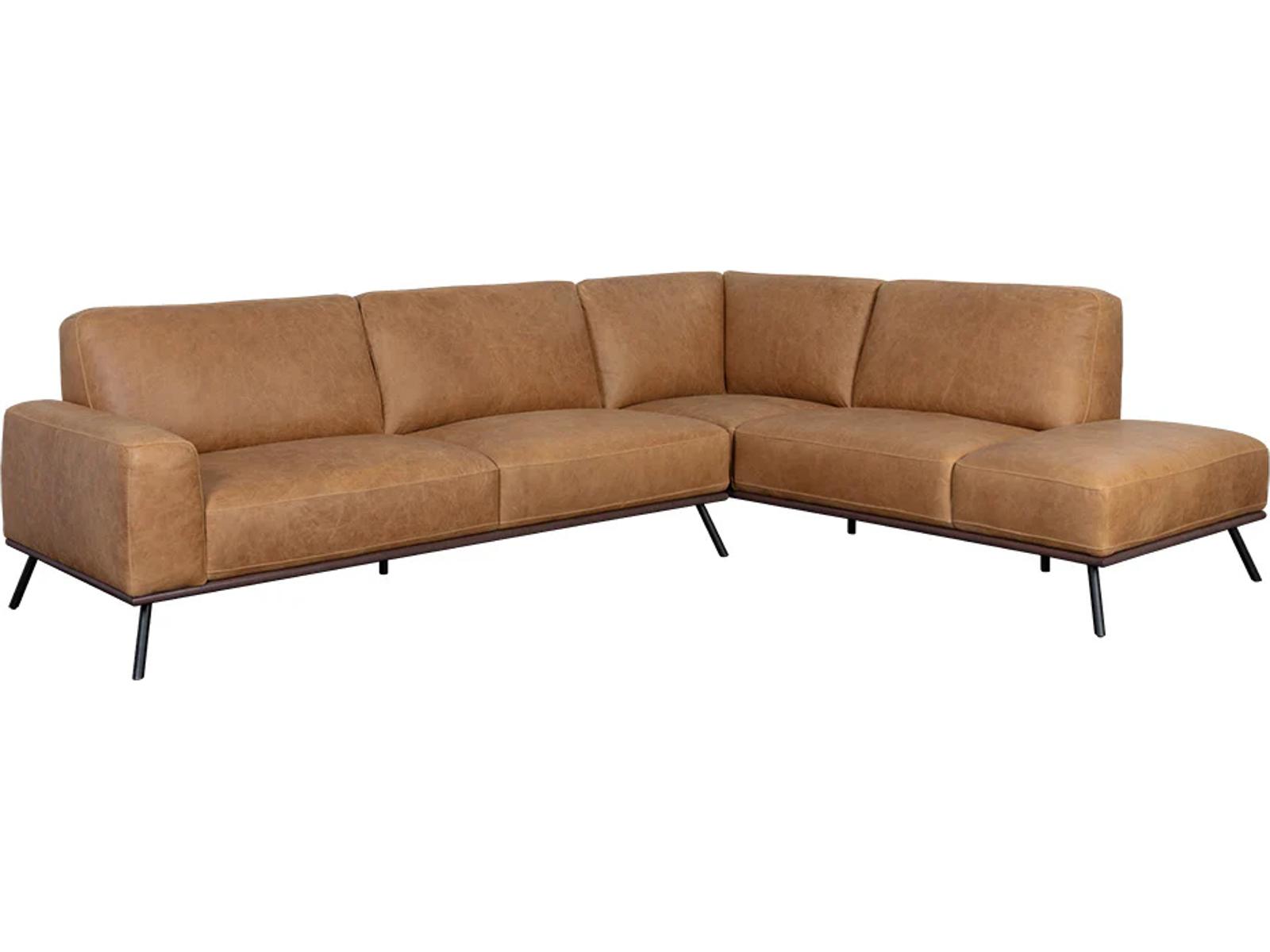 Brandi Camel Leather Brown Upholstered Sofa