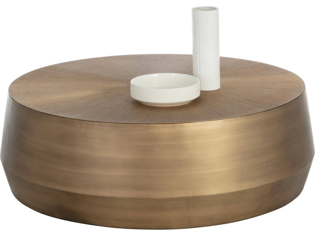 Creed Round Coffee Table in Antique Gold Metal