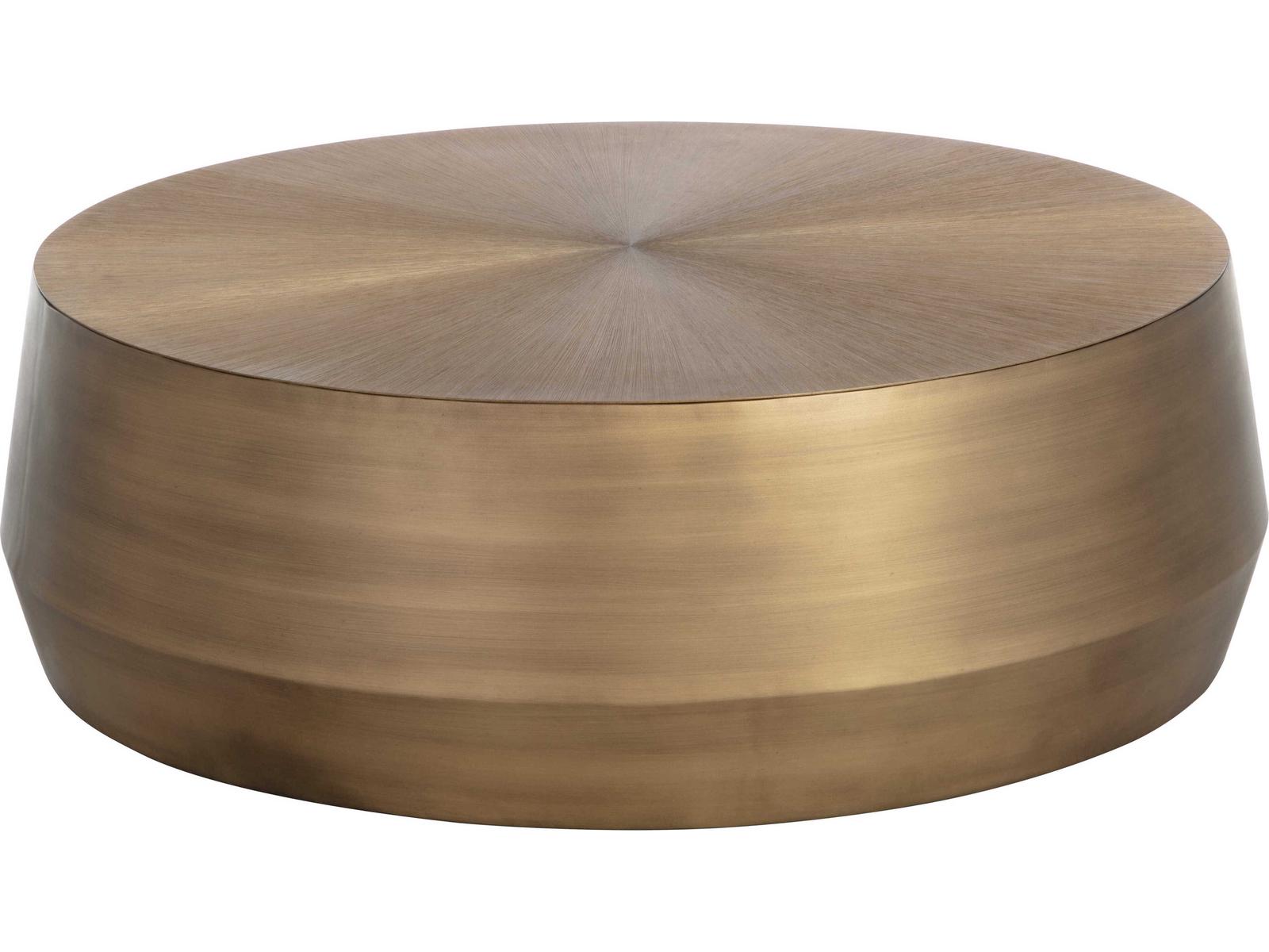 Creed Round Coffee Table in Antique Gold Metal