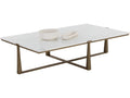 Cowell Rectangle Coffee Table in White Marble and Antique Brass
