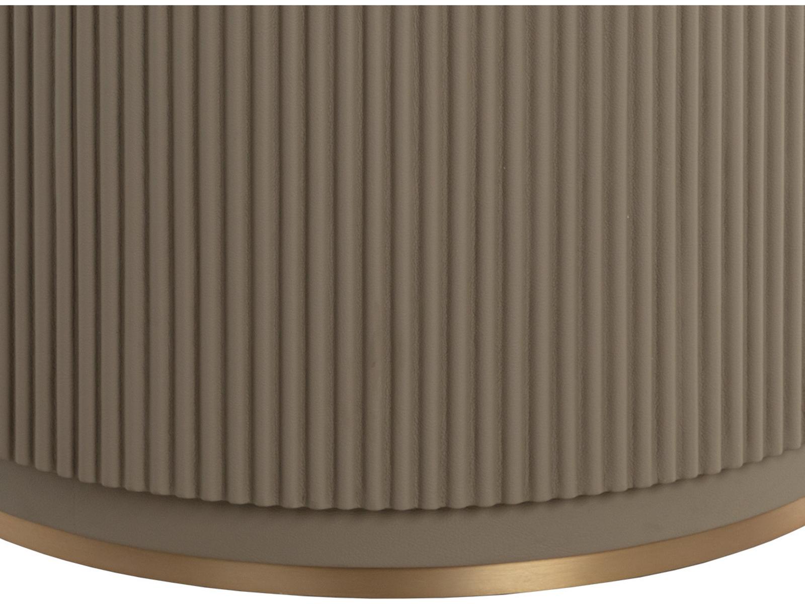 Cataldi 59-Inch Round Dining Table with Cream Marble Top and Taupe Faux Leather Base