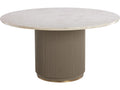 Cataldi 59-Inch Round Dining Table with Cream Marble Top and Taupe Faux Leather Base
