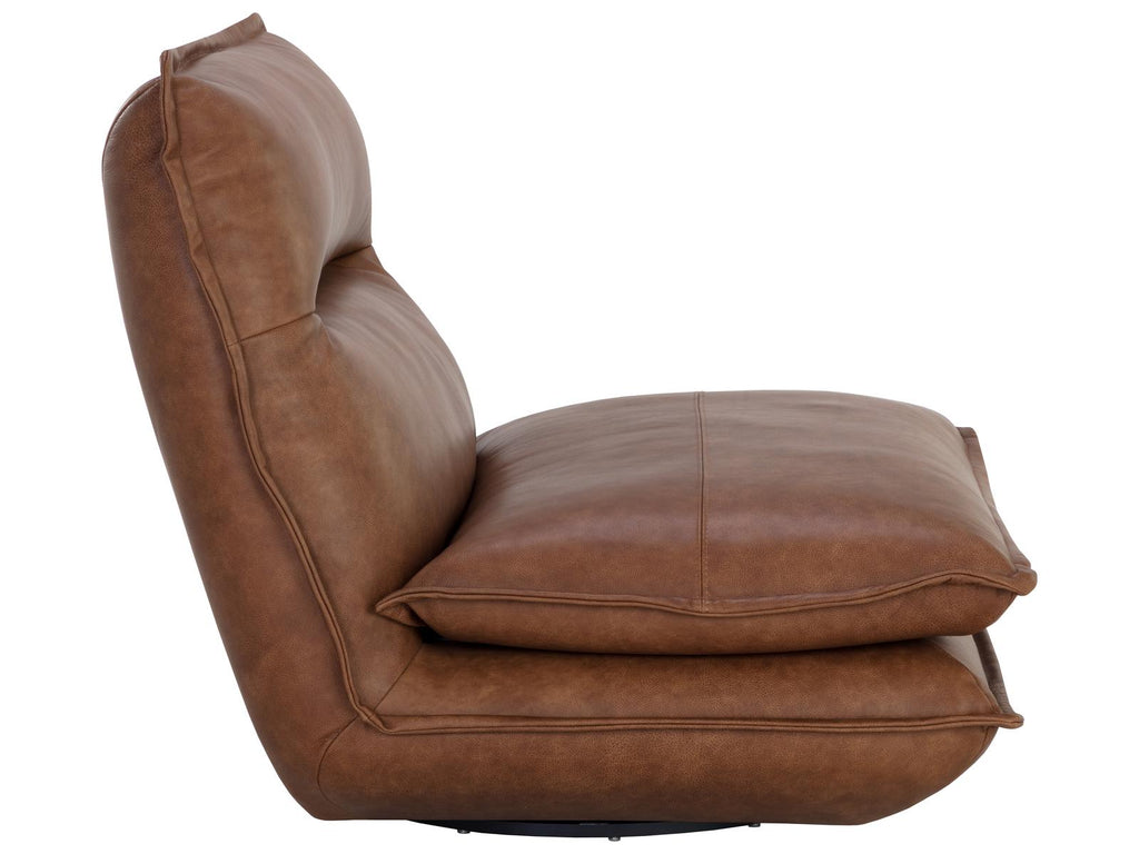 Colson Swivel Brown Leather Accent Chair