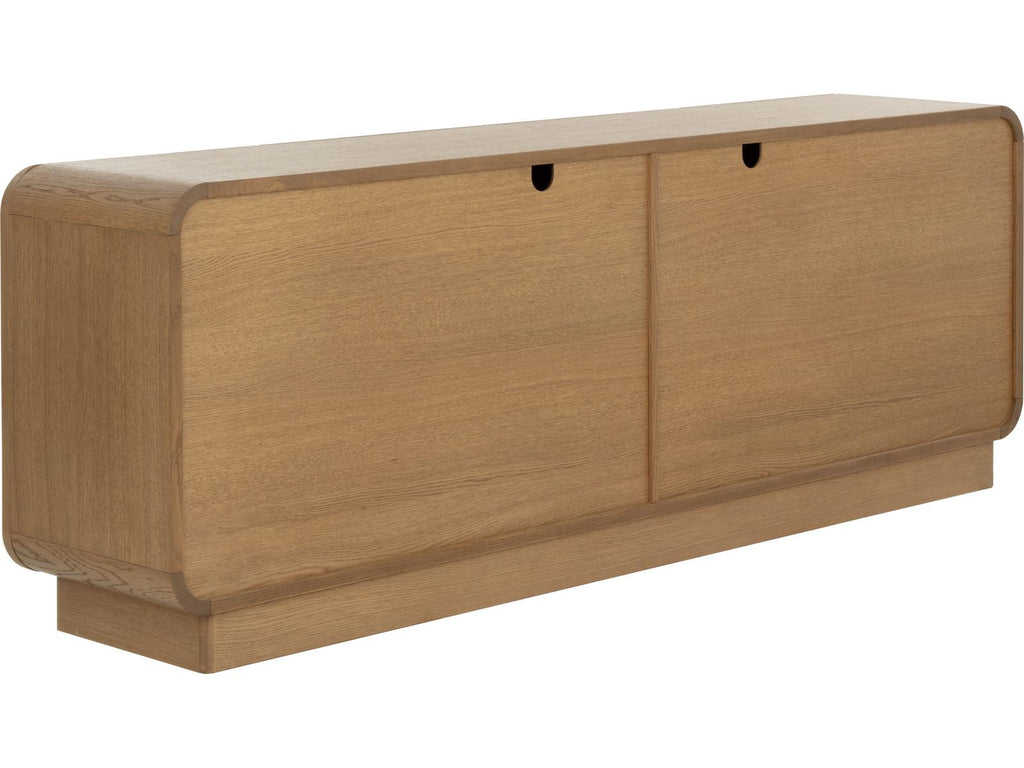 Fauna 88-Inch Oak Wood Sideboard with Oyster-Cut Veneer in Warm Brown