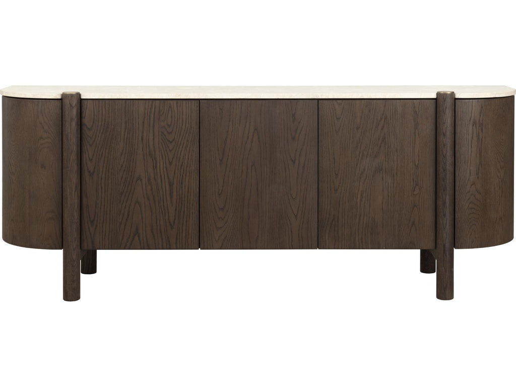 Banyan Modern Sideboard with Cream Marble Top and Oak Wood Base
