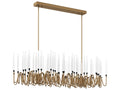Sunpan Hestia Large Linear LED Chandelier in Matte Black and Brushed Gold