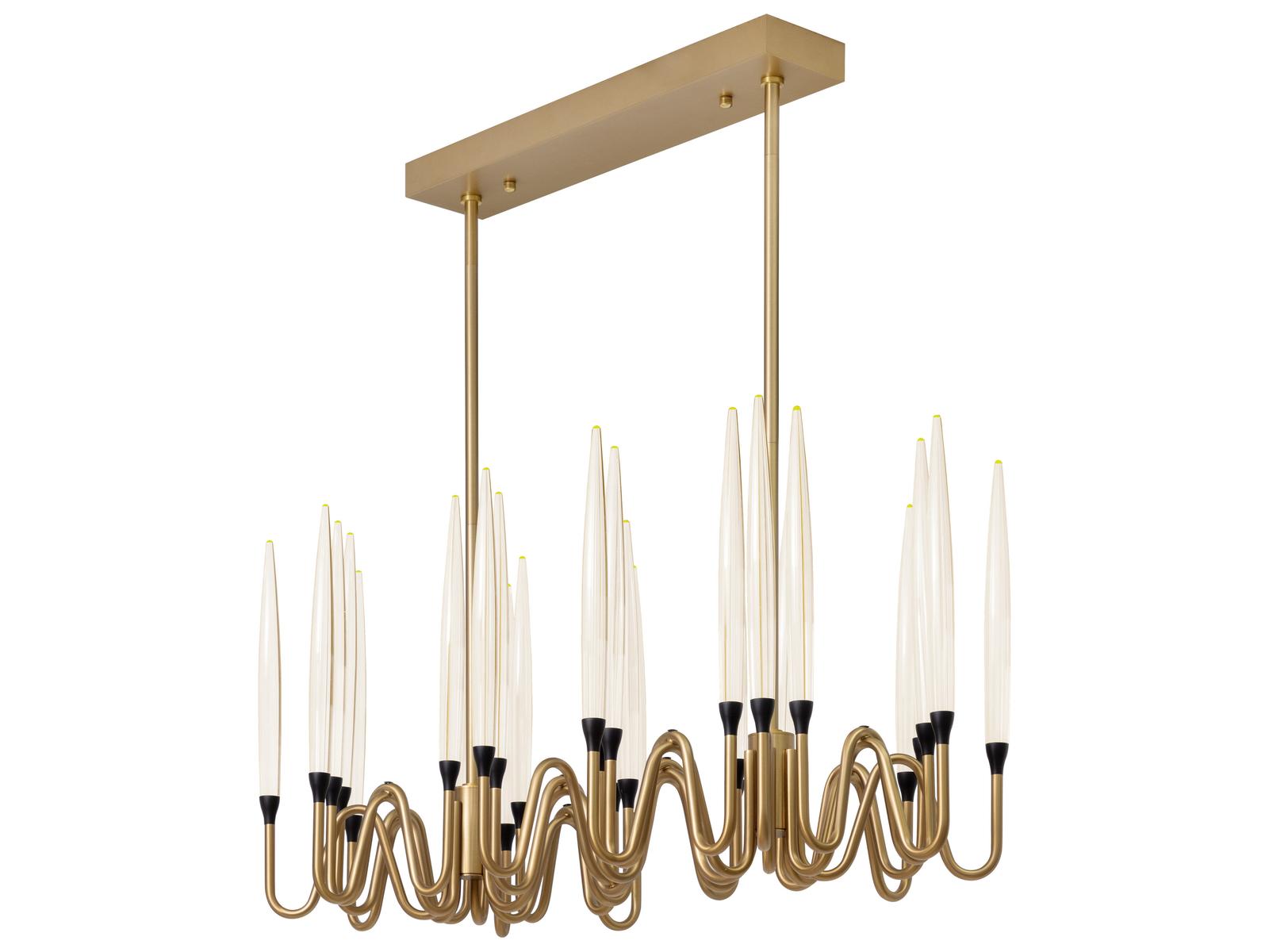 Sunpan Hestia Small LED Chandelier in Brushed Gold with Acrylic Rods