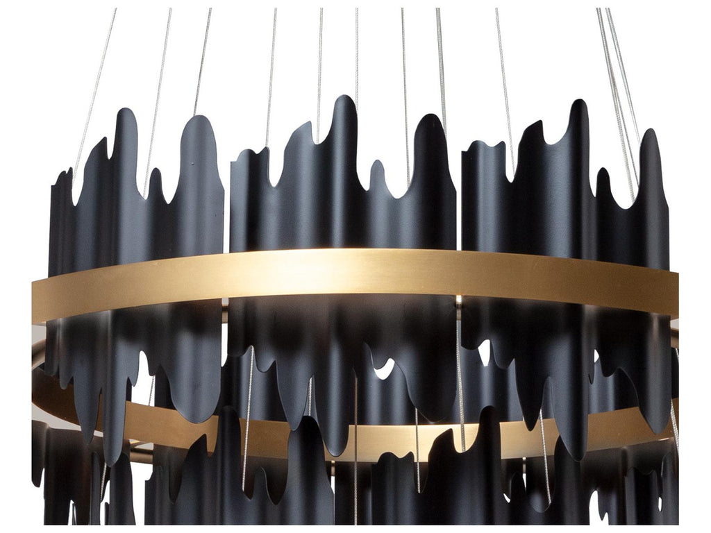 Sunpan Icarus LED Chandelier in Matte Black and Brushed Gold Finish