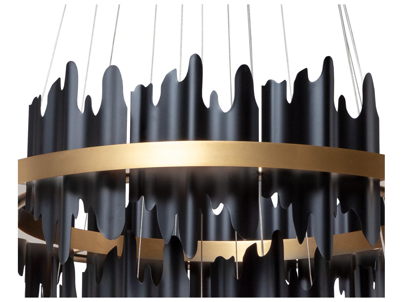 Sunpan Icarus LED Chandelier in Matte Black and Brushed Gold Finish