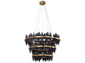Sunpan Icarus LED Chandelier in Matte Black and Brushed Gold Finish