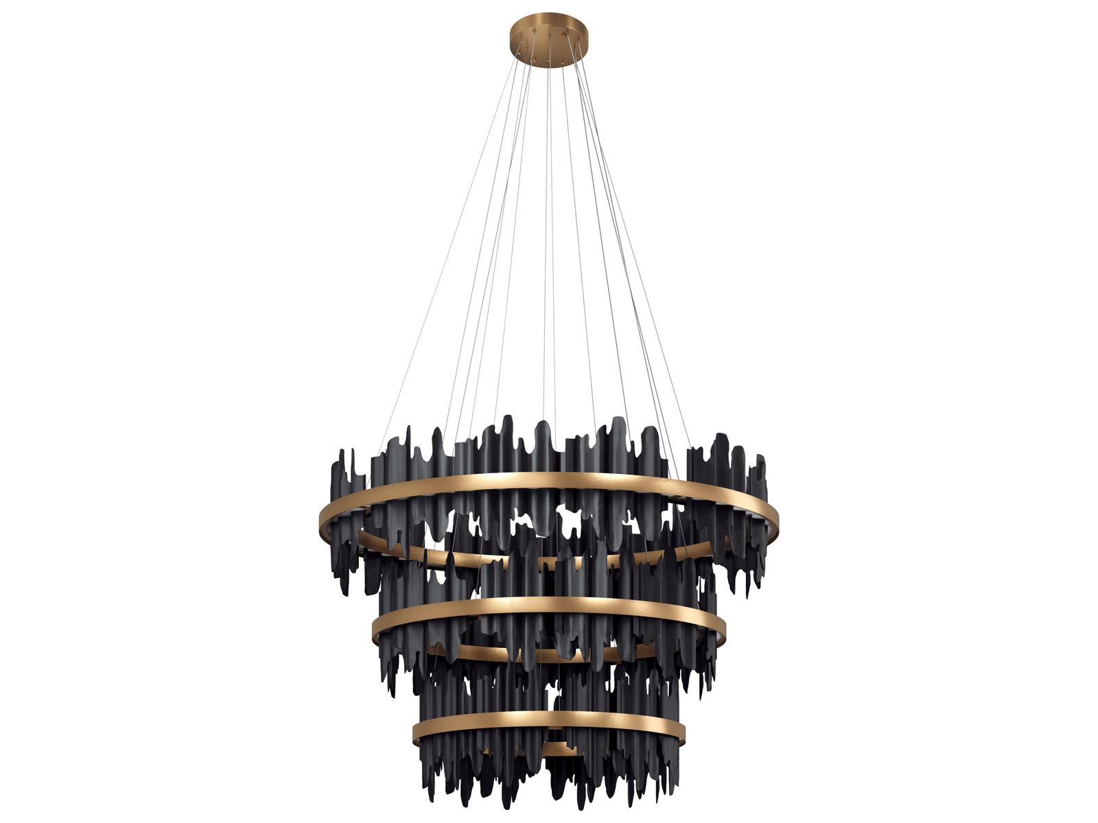 Sunpan Icarus LED Chandelier in Matte Black and Brushed Gold Finish