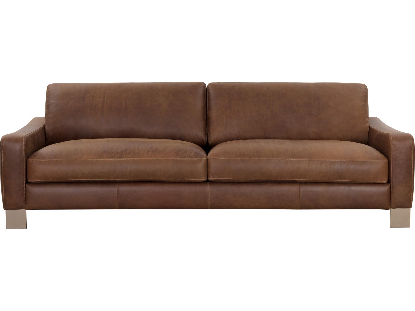 Rafael 3-Seat Aniline Leather Sofa in Lucia Tobacco Brown