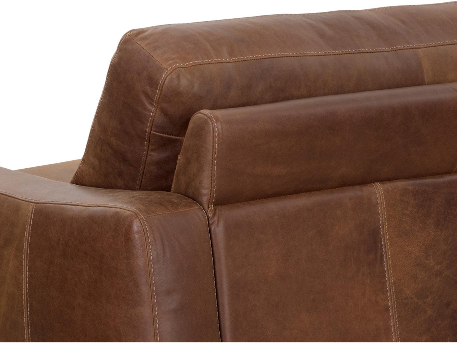Rafael 3-Seat Aniline Leather Sofa in Lucia Tobacco Brown