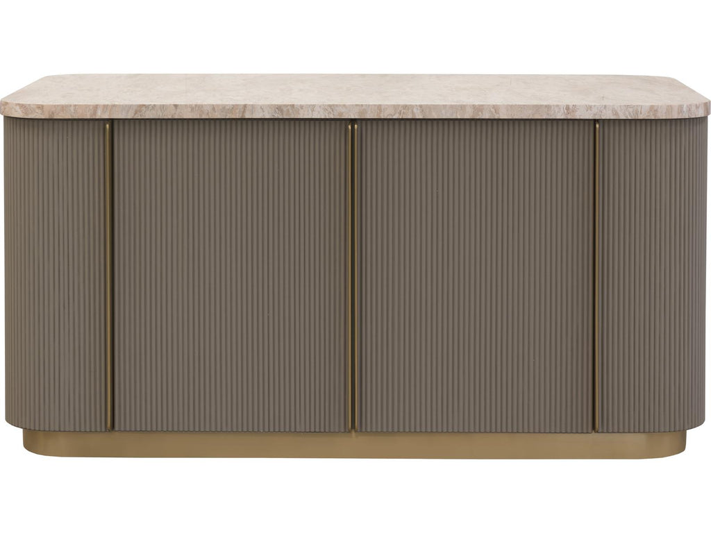 Cataldi Kitchen Island with Marble Top and Taupe Faux Leather