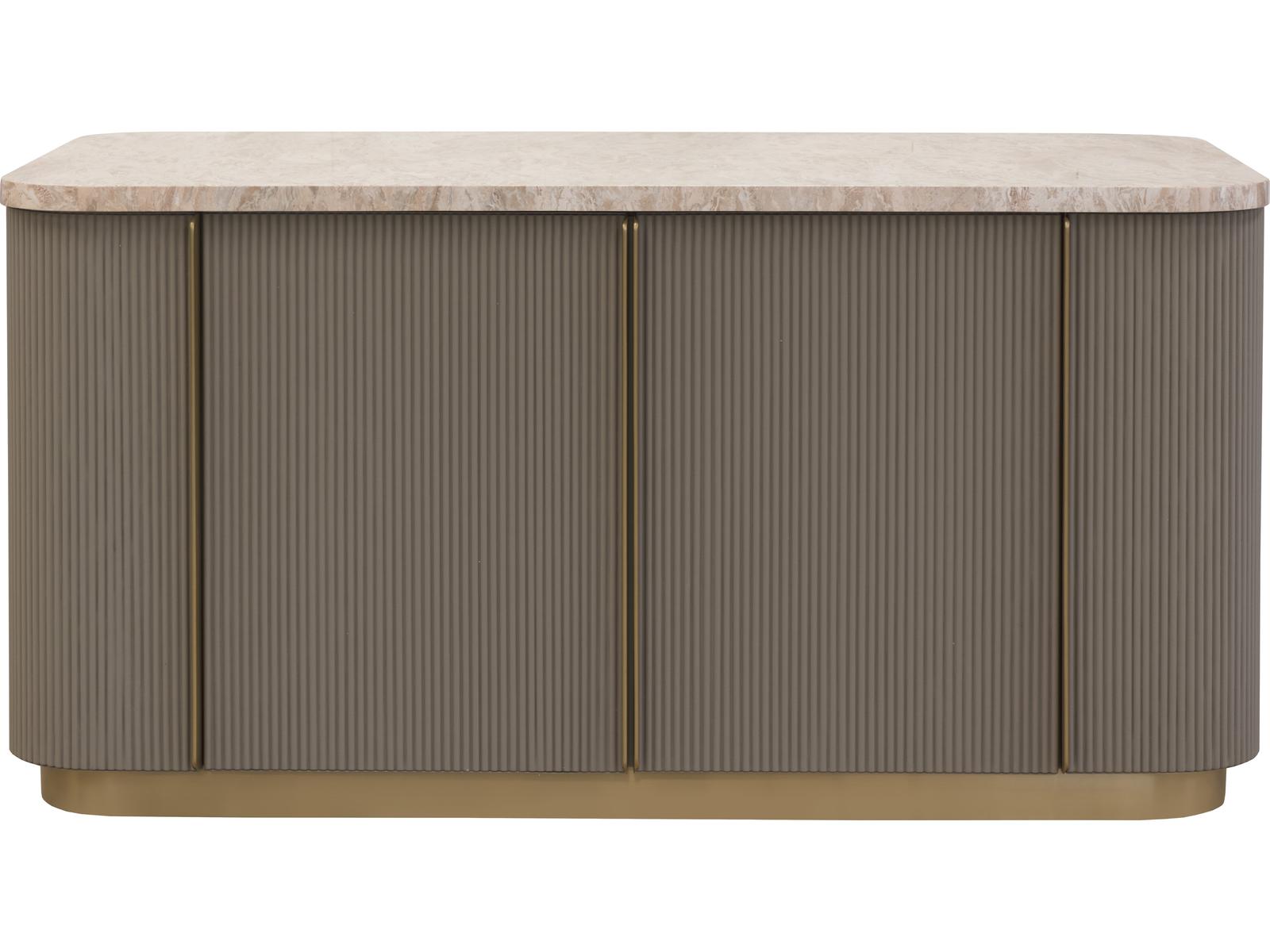 Cataldi Kitchen Island with Marble Top and Taupe Faux Leather