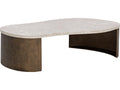 Nafisa Oval Coffee Table in Cream Marble and Antique Bronze