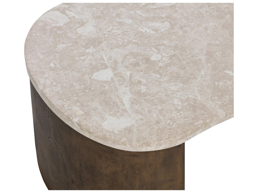 Nafisa Oval Coffee Table in Cream Marble and Antique Bronze