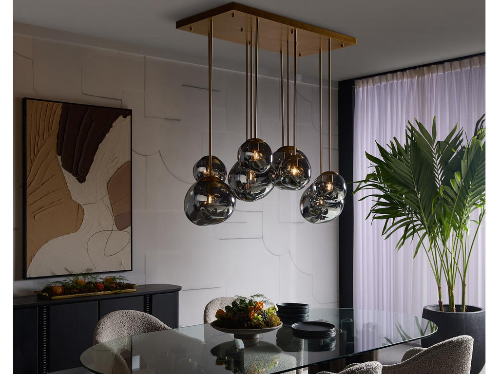 Sunpan 10-Light Dionis Chandelier in Rectangular with Brushed Gold Finish
