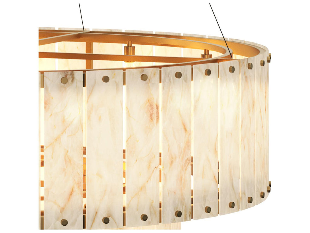 Sunpan Apsara 24-Light Alabaster Chandelier in Antique Brass