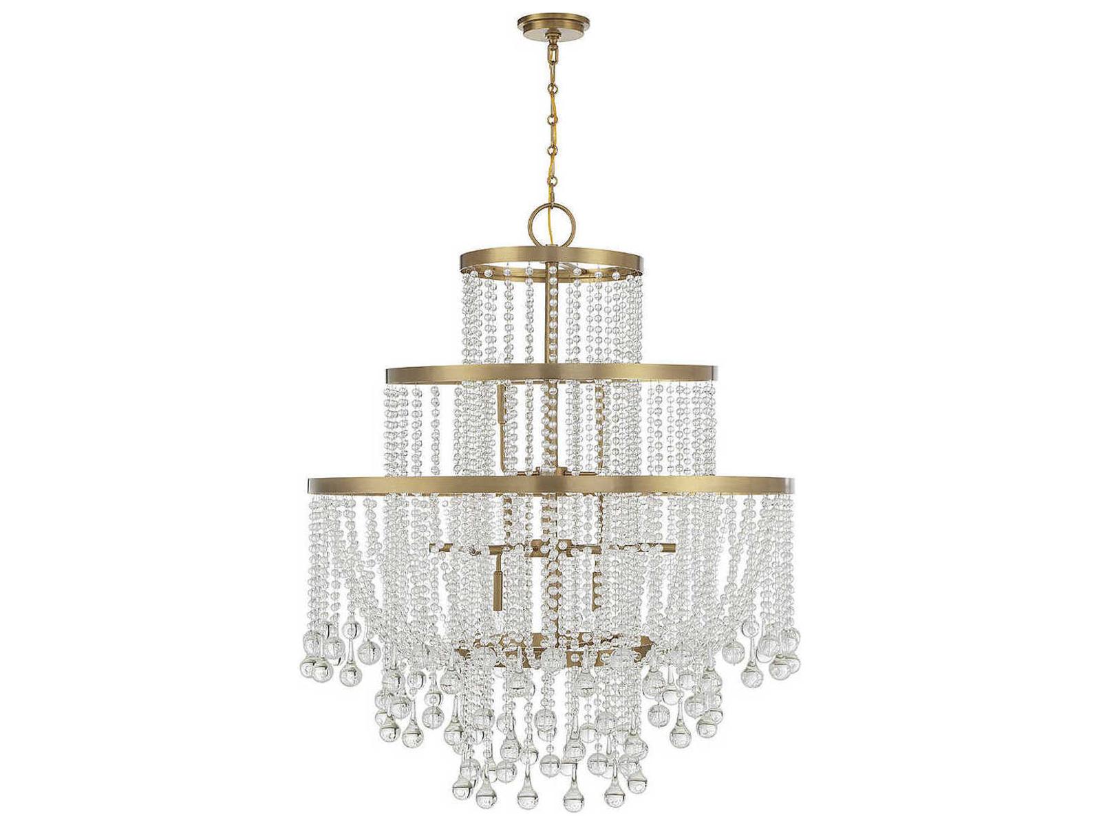 Savoy House Luna 15-Light Crystal Chandelier in Warm Brass