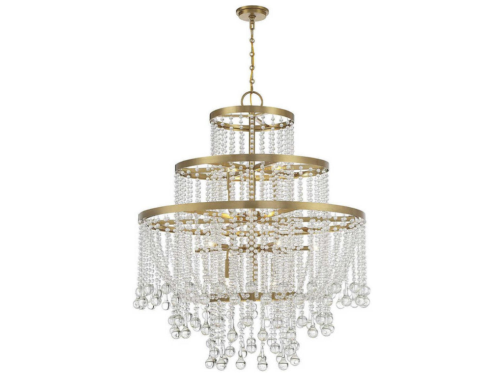 Savoy House Luna 15-Light Crystal Chandelier in Warm Brass